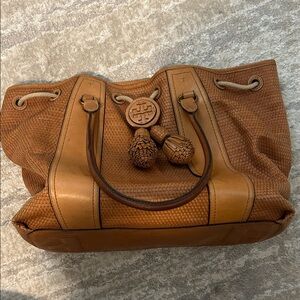 tory burch woven leather tote bag